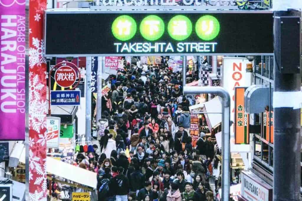 Takeshita Street in Harajuku city in Japan