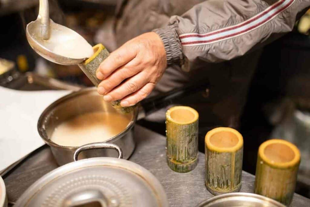 Amazake in bamboo