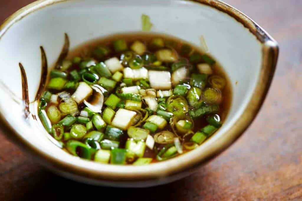 Dashi sauce in a bowl