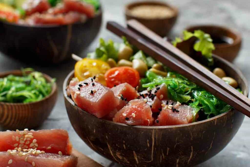 Tuna Poke bowl served