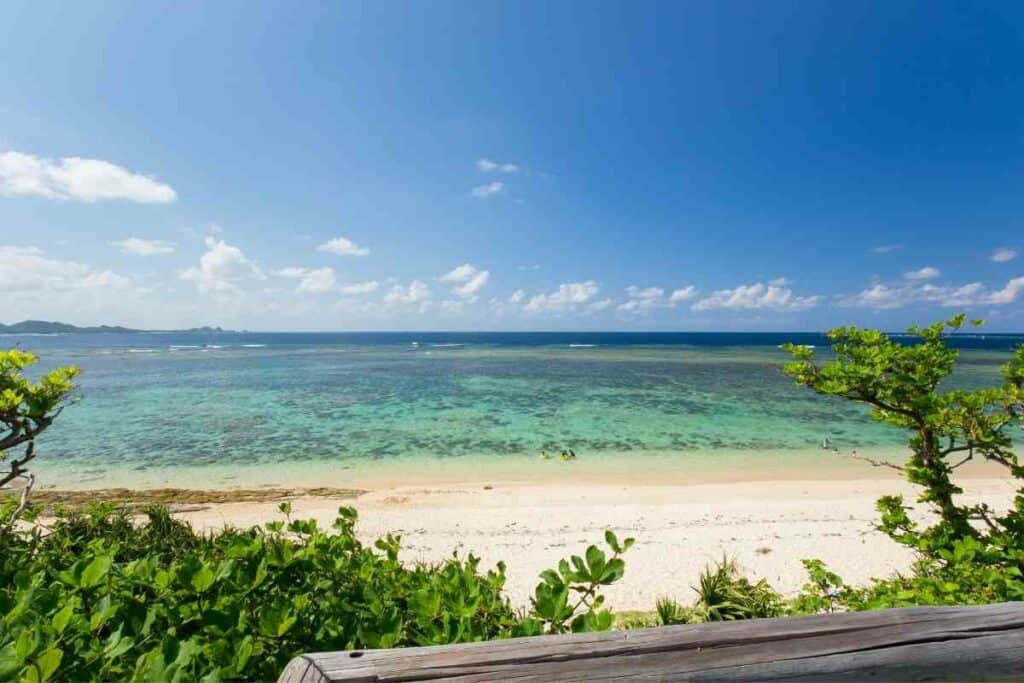 Perfect Yonehara beach coast for snorkeling