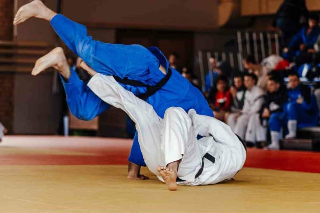 Judo match black belt