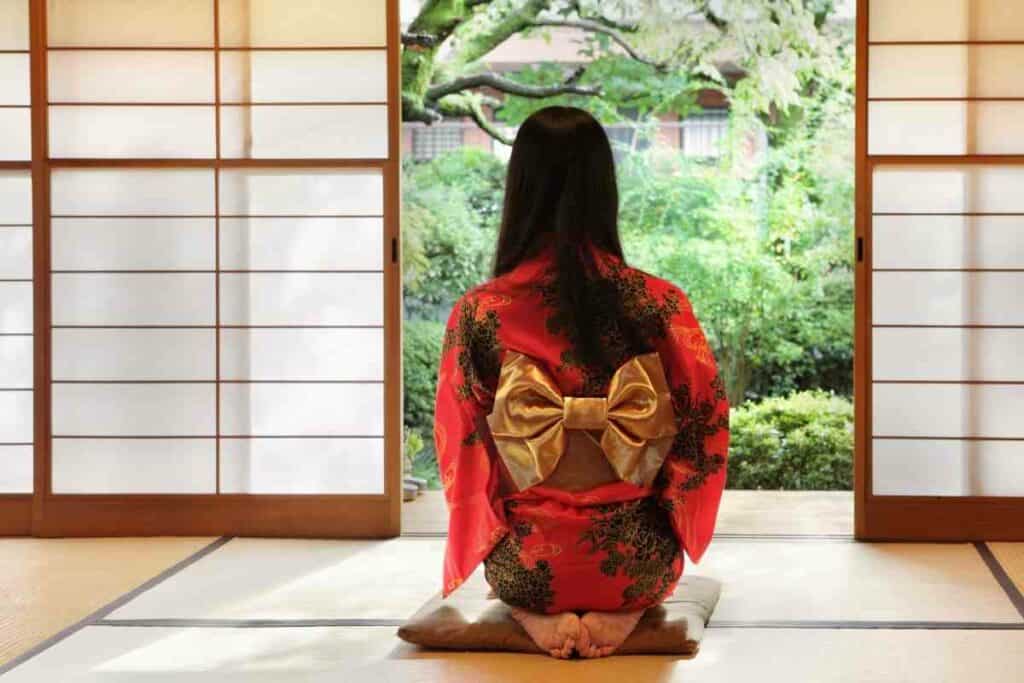 Woman in Japanese kimono