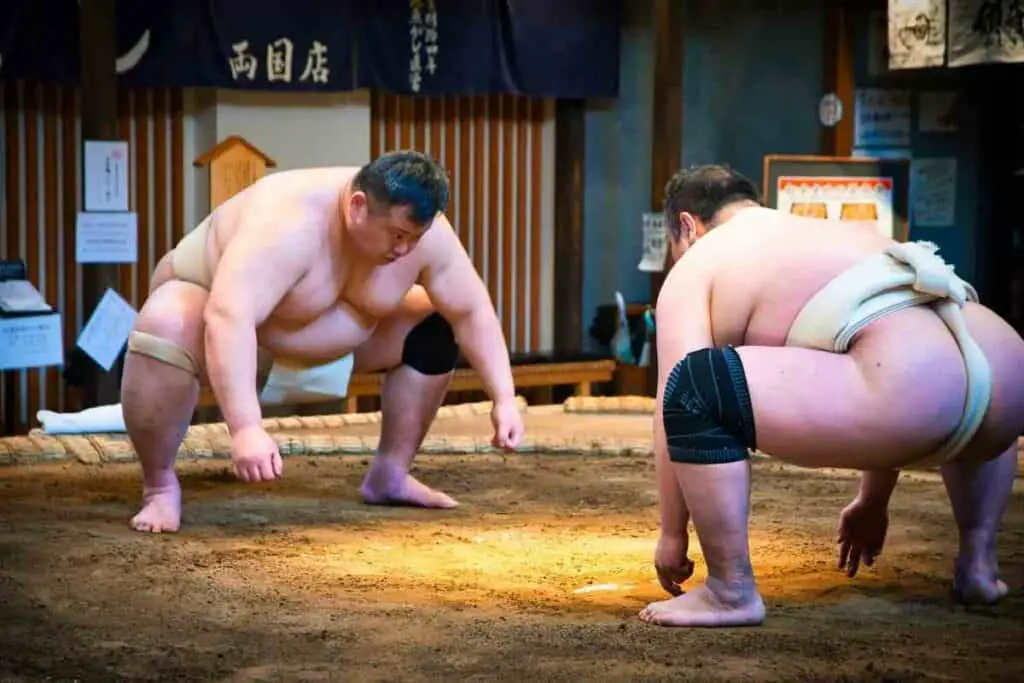 Sumo players wear mawashi