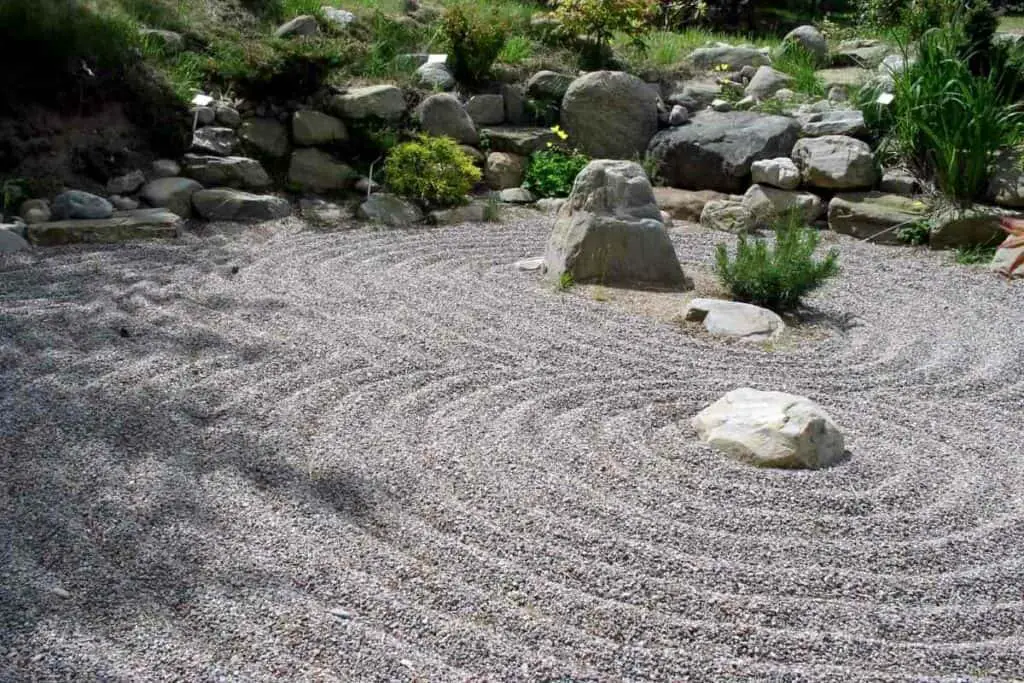 Zen garden sand and rocks design