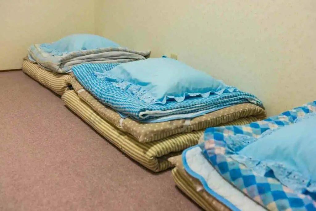 Folded Japanese futons