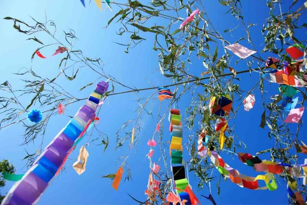 Hanging Tanabata decoration colorful