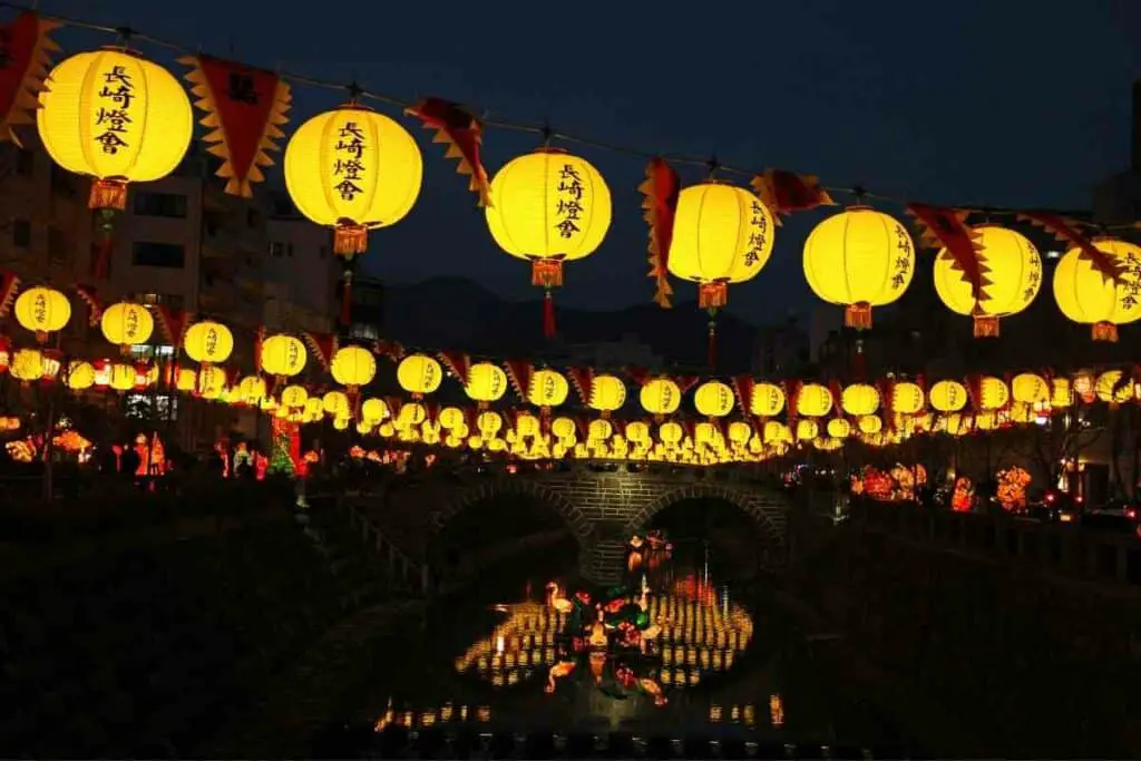 Nagasaki lantern festival night Japan