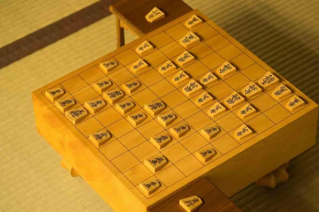 Playing shogi Japanese tabletop game