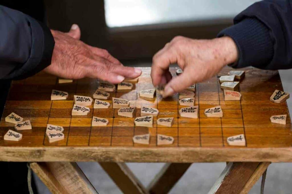 Yellow Mountain Imports Shogi Japanese Chess Game Set - Wooden Board with Drawers and Traditional Koma Playing Pieces