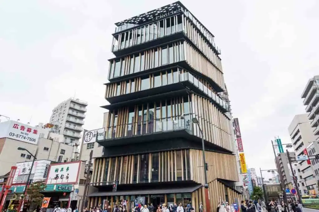 Asakusa Kengo Kuma building in Tokyo