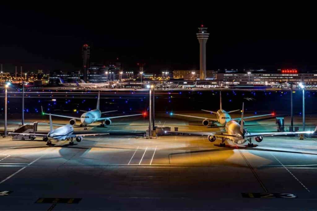 Haneda airport tower at night