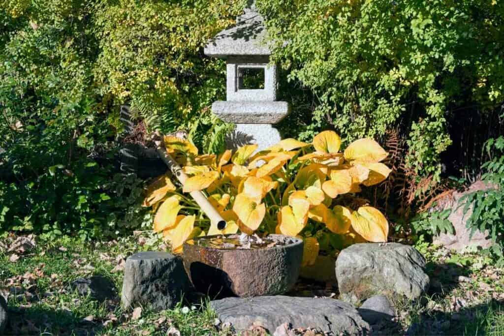 Japanese stone water bowl waterfall