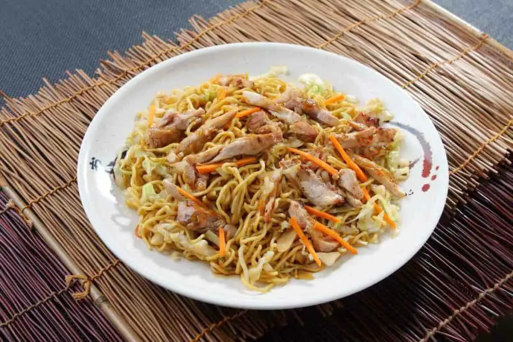 Chinese chow mein on plate