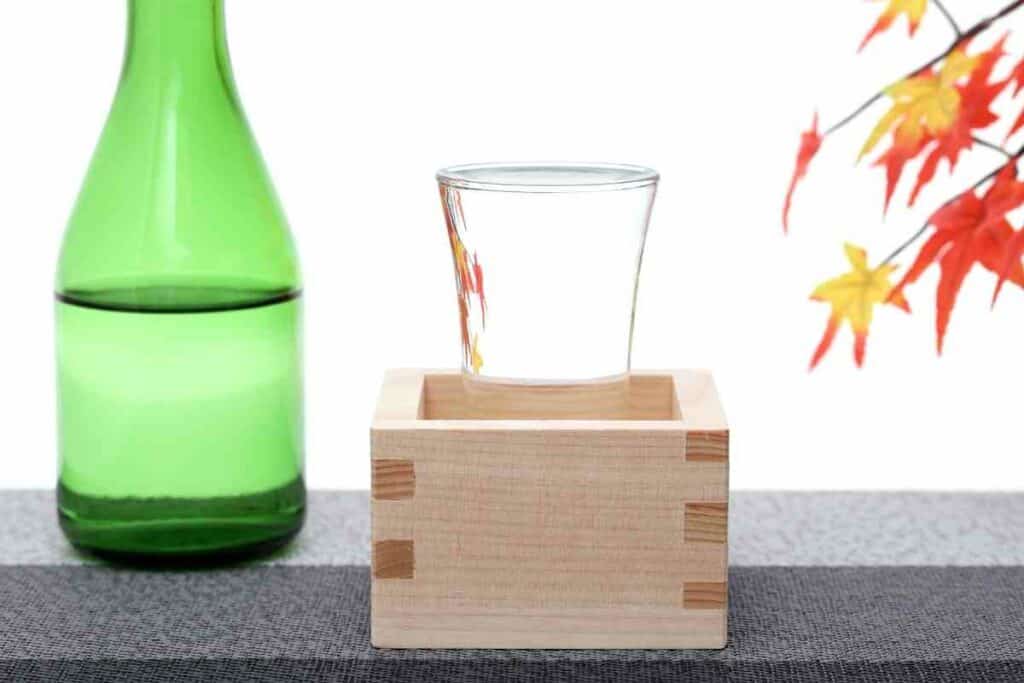 Sake from wooden box