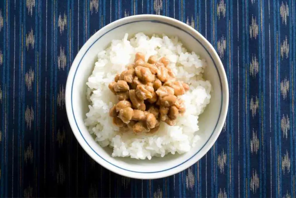 Eating natto with rice
