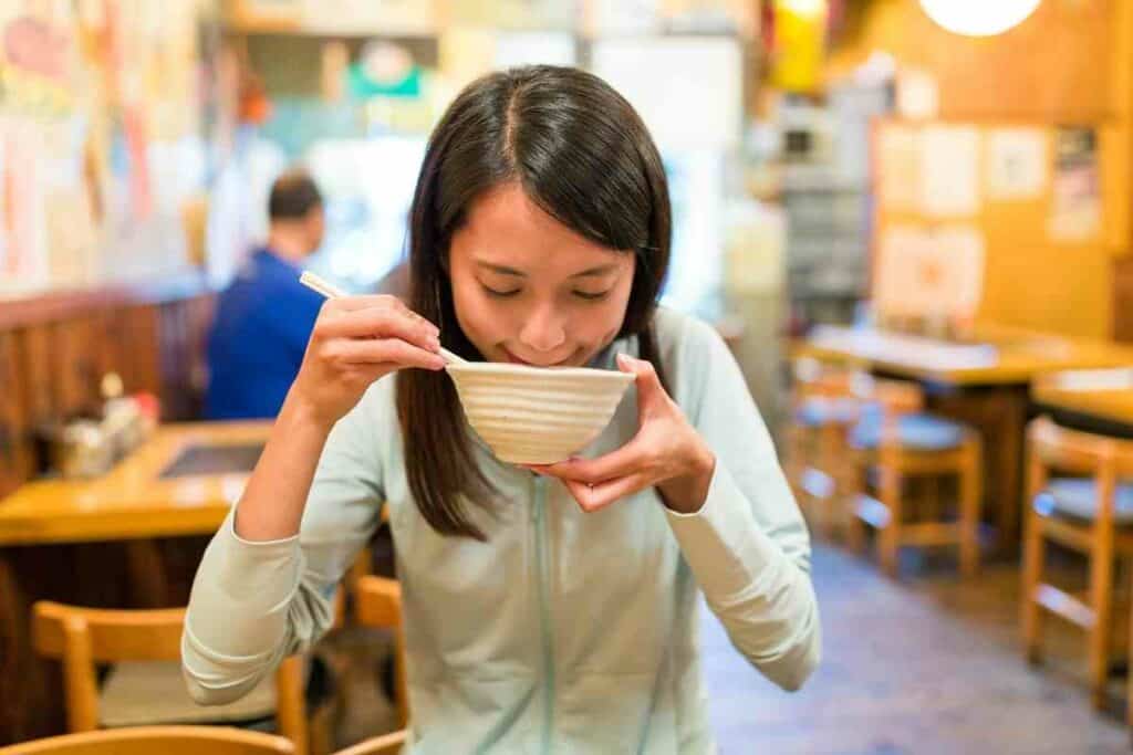 Drinking ramen broth