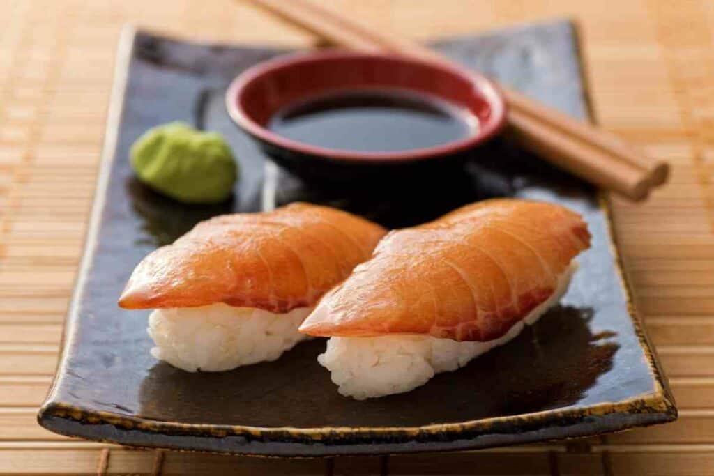 Smoked salmon nigiri sushi types