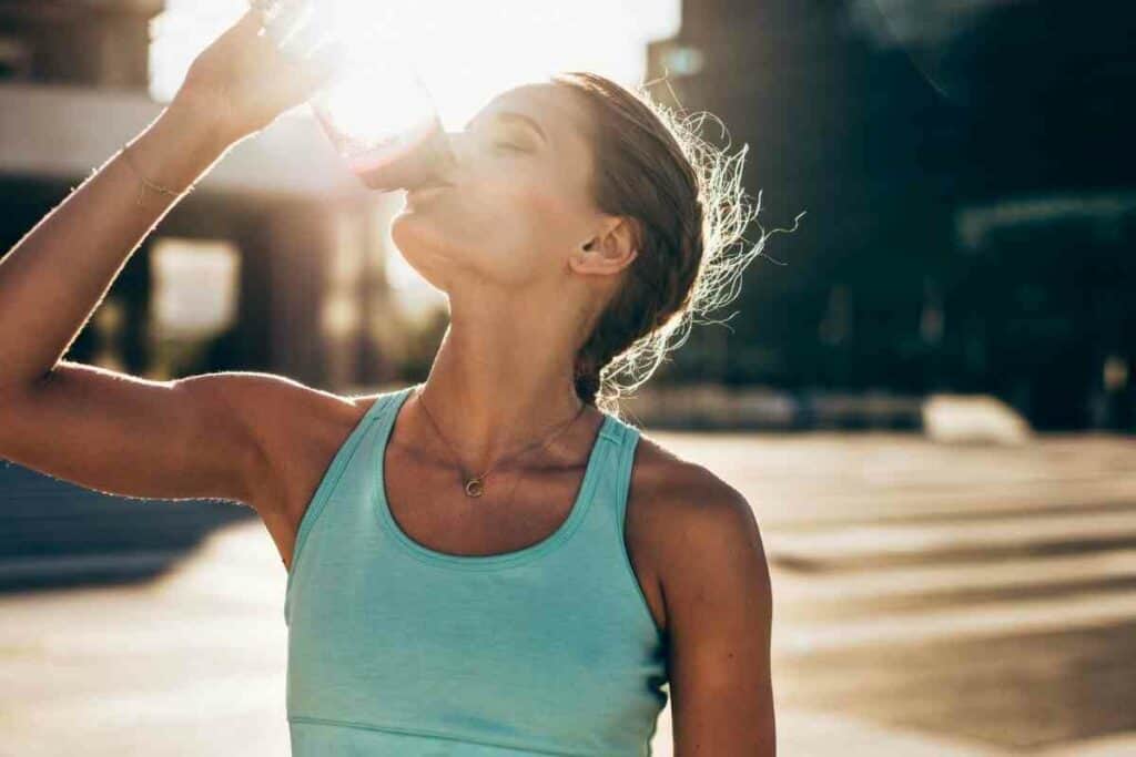 Pocari Sweat drinking