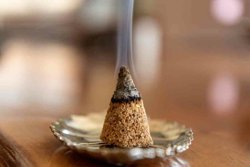 Japanese incense cone burning