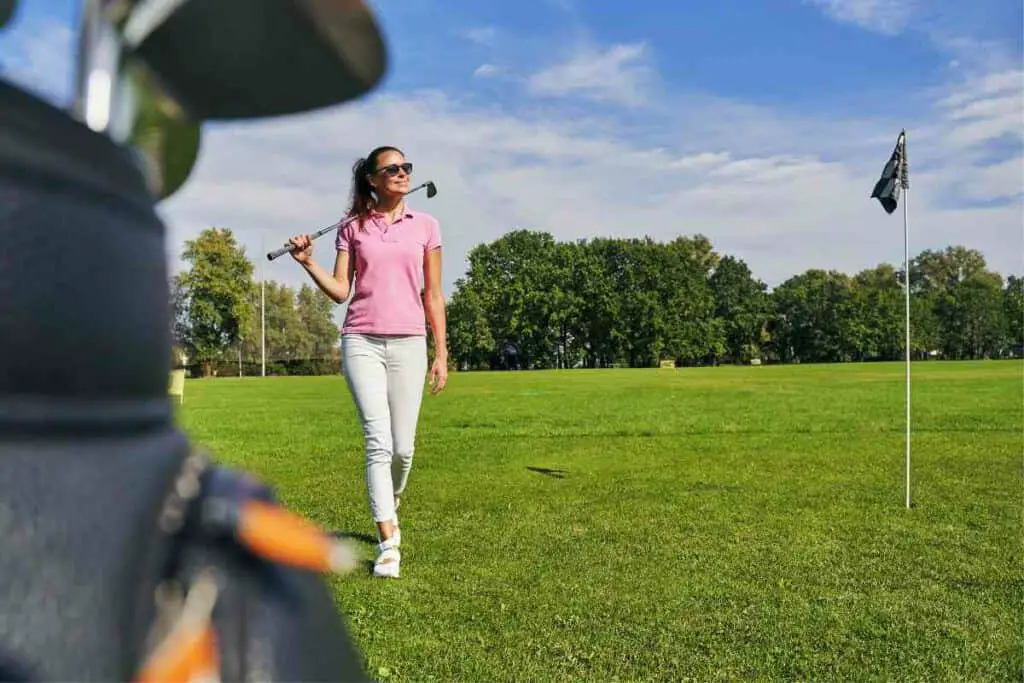 Woman playing golf