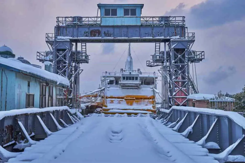 Aomori city port in winter