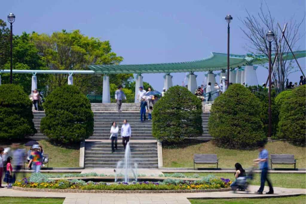 Harbor View Park Sunken Flower Bed, Yokohama Flower park in Japan