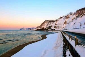 Hokkaido beach snow