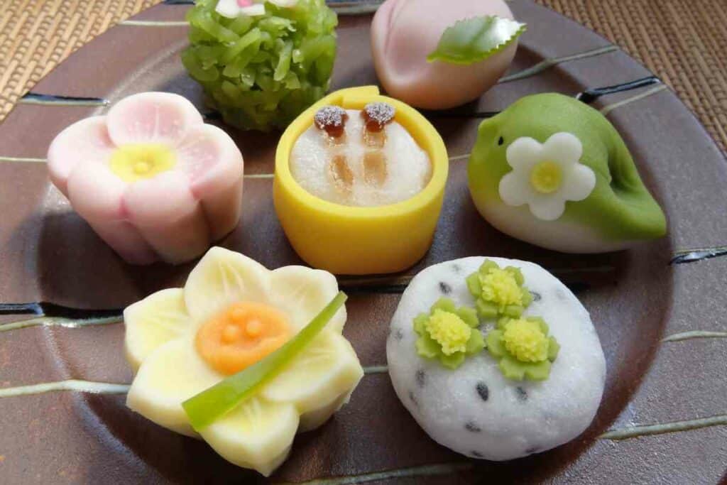 Enjoying wagashi sweets