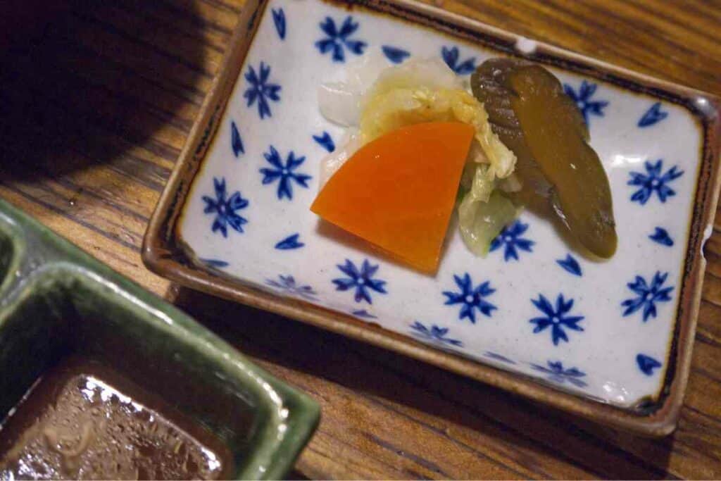 Otsukemono breakfast in a Japanese hotel