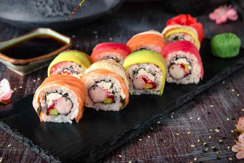 Tasty Rainbow sushi roll