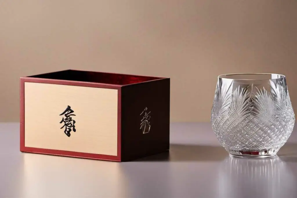 Image of a japanese Edo Kiriko Glass and Box