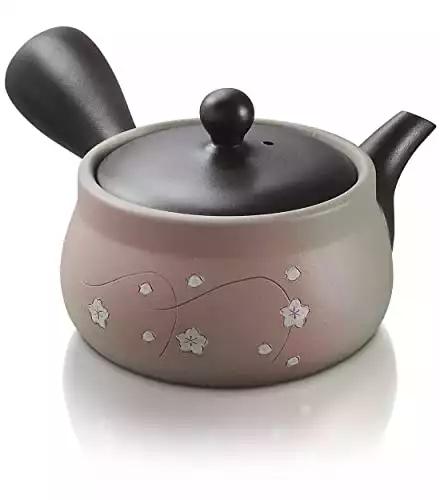 Traditional Japanese Red Clay Teapot for Green Tea