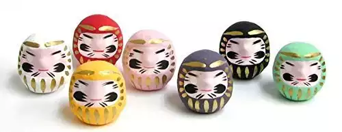 WA ZAKKA Miniature Daruma Doll (Japanese Good-Luck Charm) Seven Colors Set