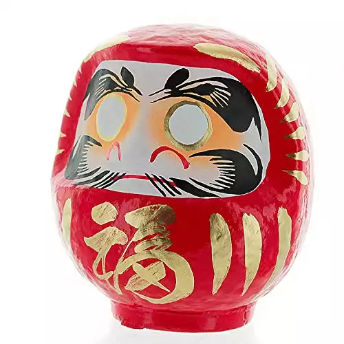 Daimonya Daruma Doll - Made in Japan - 4.7" Good Luck & Well Wishes (Red)