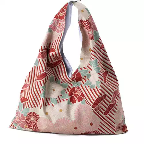 NUOBESTY Japanese Drawstring Bag Kimono Purse Pouch Cherry Blossom