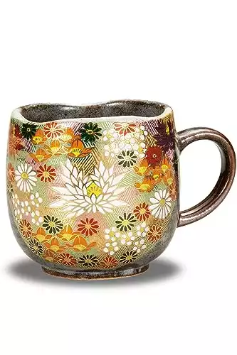 Kutani Porcelain Yaki(ware) Coffee Mug Gold Flower
