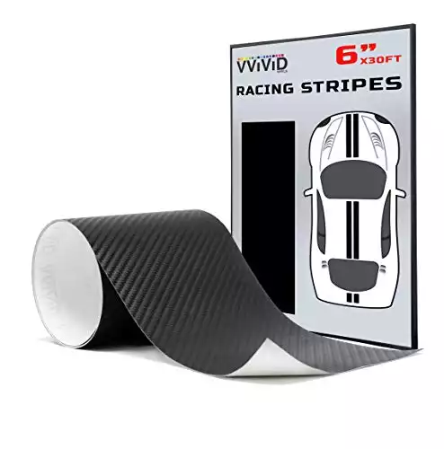 Black Carbon Fiber Adhesive Vinyl Racing Stripe 