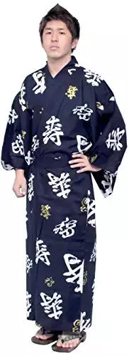 Men's Japanse Kimono Yukata Long Robe cotton