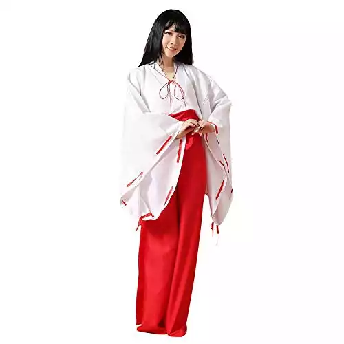 Women's White Kimono Red Hakama Pants
